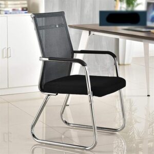 Office chair with breathable mesh backrest, ergonomic spine support, armrests, and a simple, stylish design for workplace comfort.