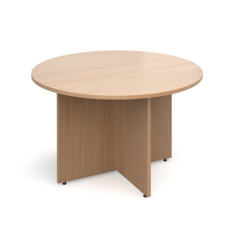A 1200mm Circular Meeting Table with sleek Arrow Head legs, durable ABS edging, and a contemporary design, ideal for boardrooms and meeting rooms.
